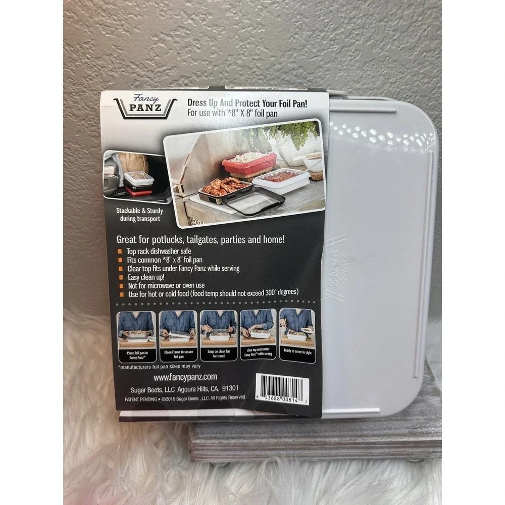$19 🌙 Fancy Panz White 8x8 Aluminum Foil Pan Carrier with Lid Made NEW